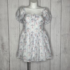 Celebrity Pink Bridgerton Lady Whistledown Mini Dress, Regencycore Floral - XL